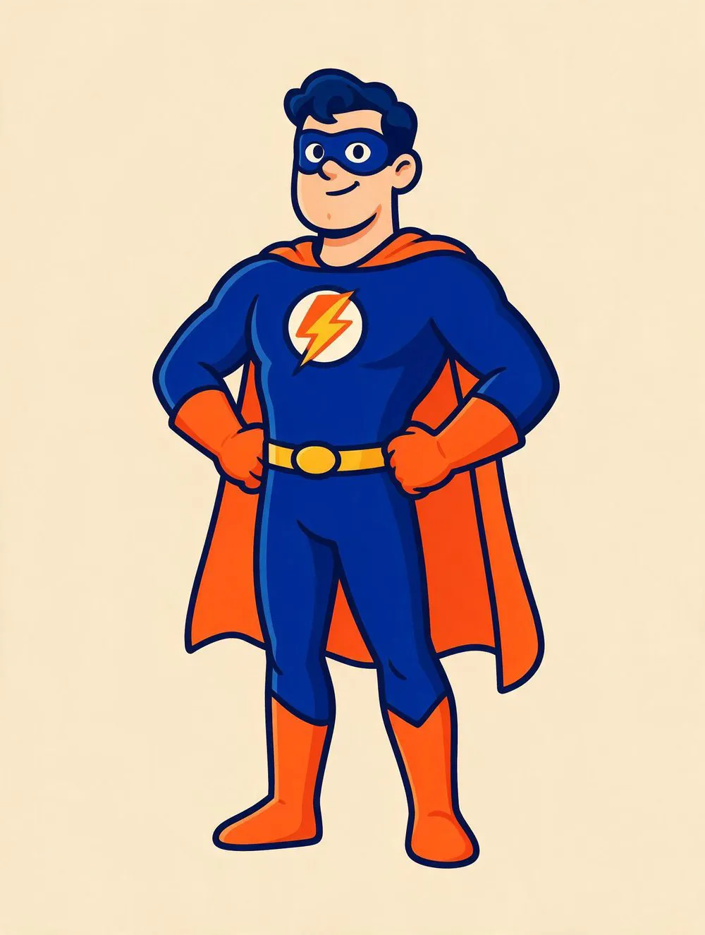 Illustrazione della mascotte di Proetix Energia, un supereroe con il fulmine sul petto